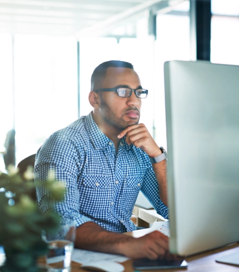 Business man on computer